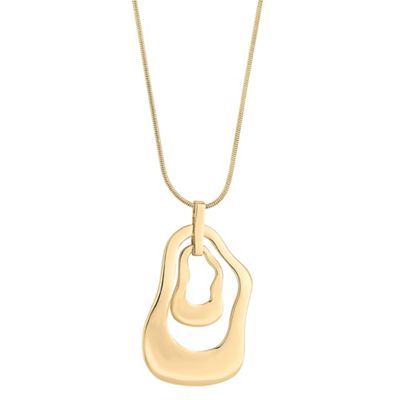 Designer gold curved oval hoop necklace